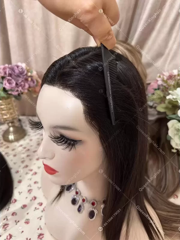 12 inches full lace medical wig double drawn virgin hair natural color