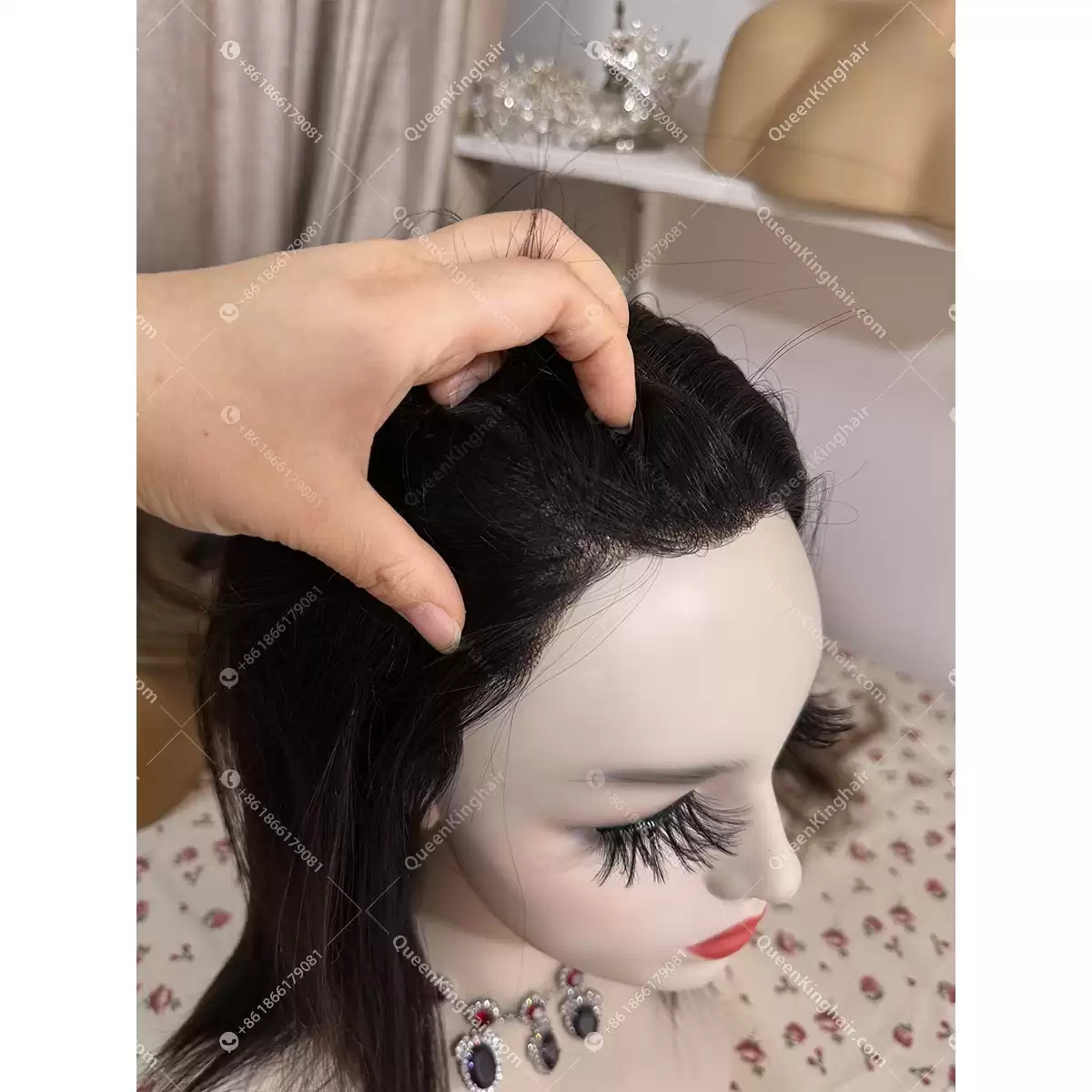 12 inches full lace medical wig double drawn virgin hair natural color