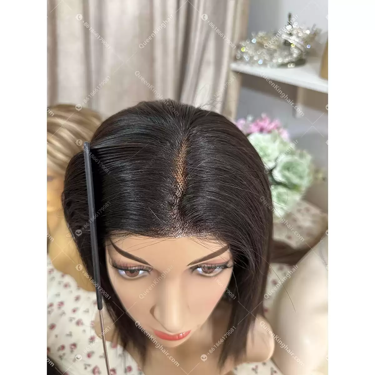 12 inches full lace medical wig double drawn virgin hair natural color