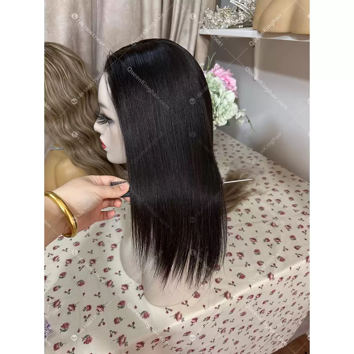 12 inches full lace medical wig double drawn virgin hair natural color