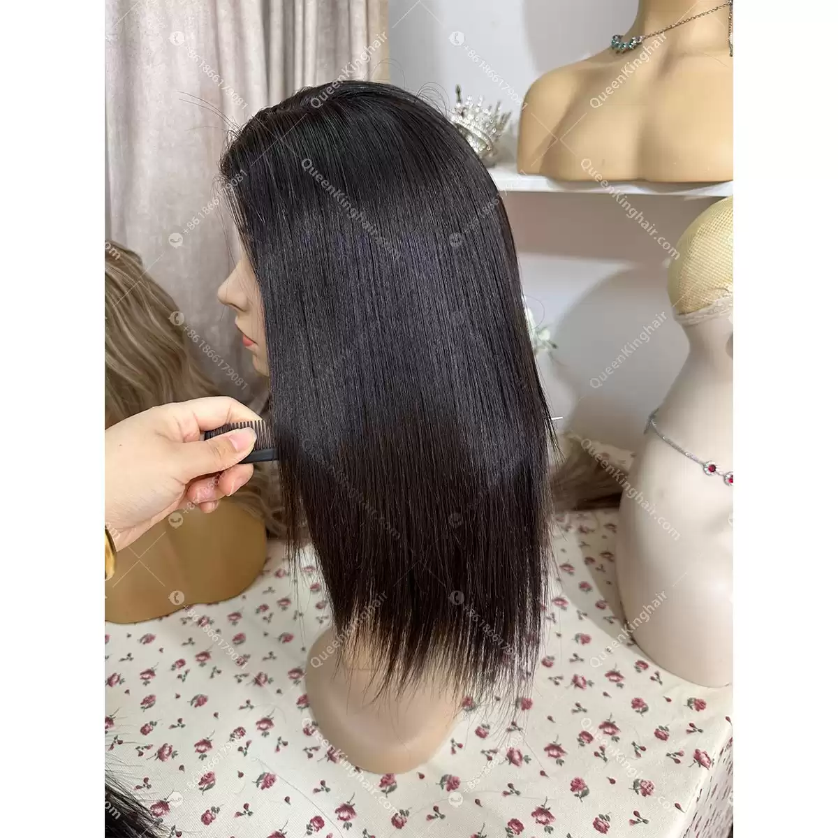 12 inches full lace medical wig double drawn virgin hair natural color