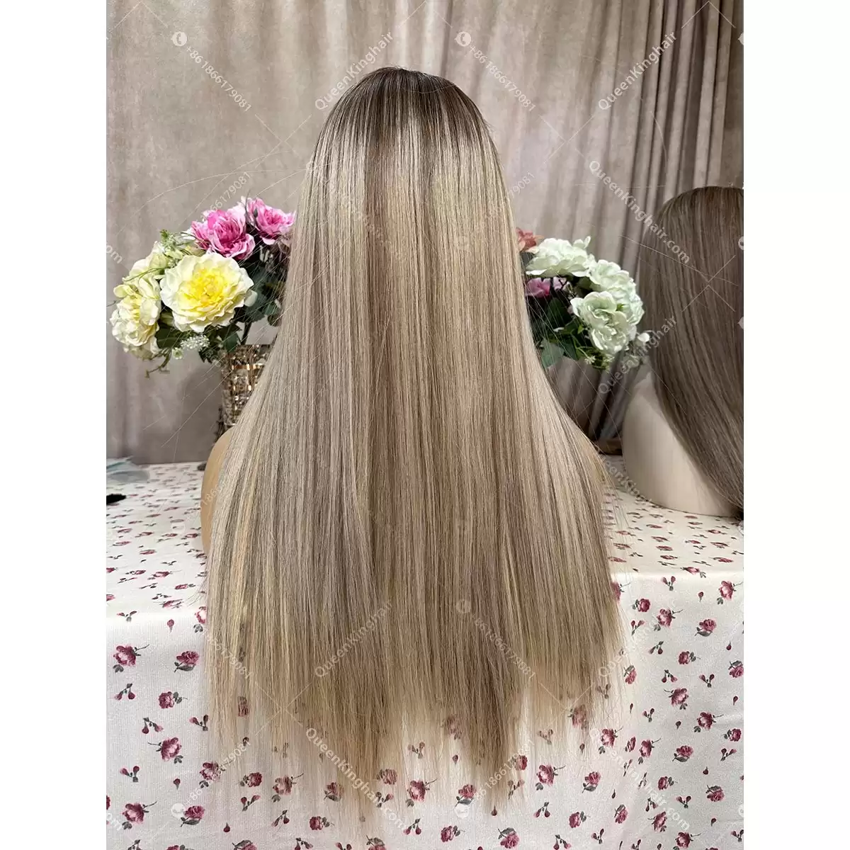 Double drawn virgin hair ashy blonde balayage color 13x6 ombré blonde