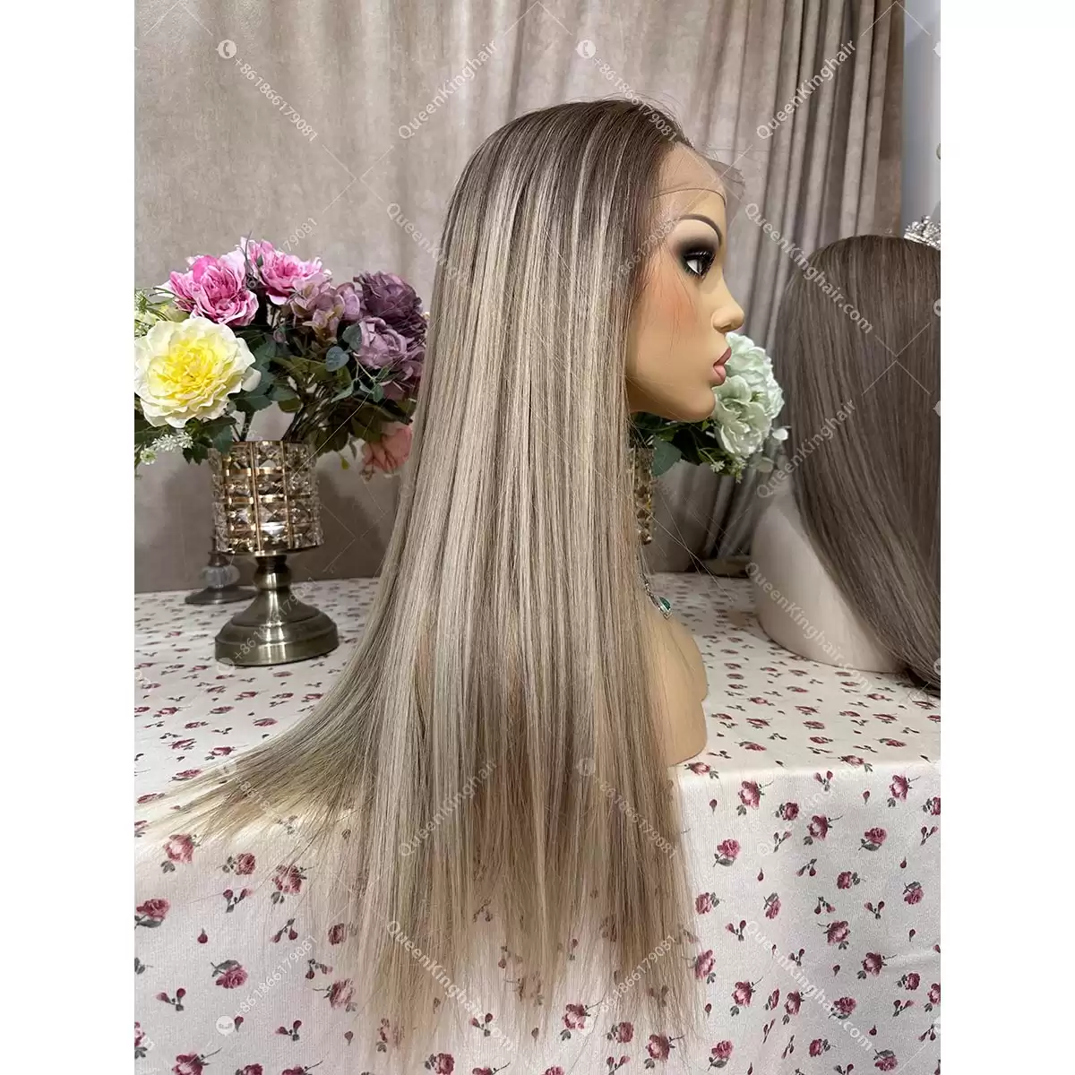 Double drawn virgin hair ashy blonde balayage color 13x6 ombré blonde