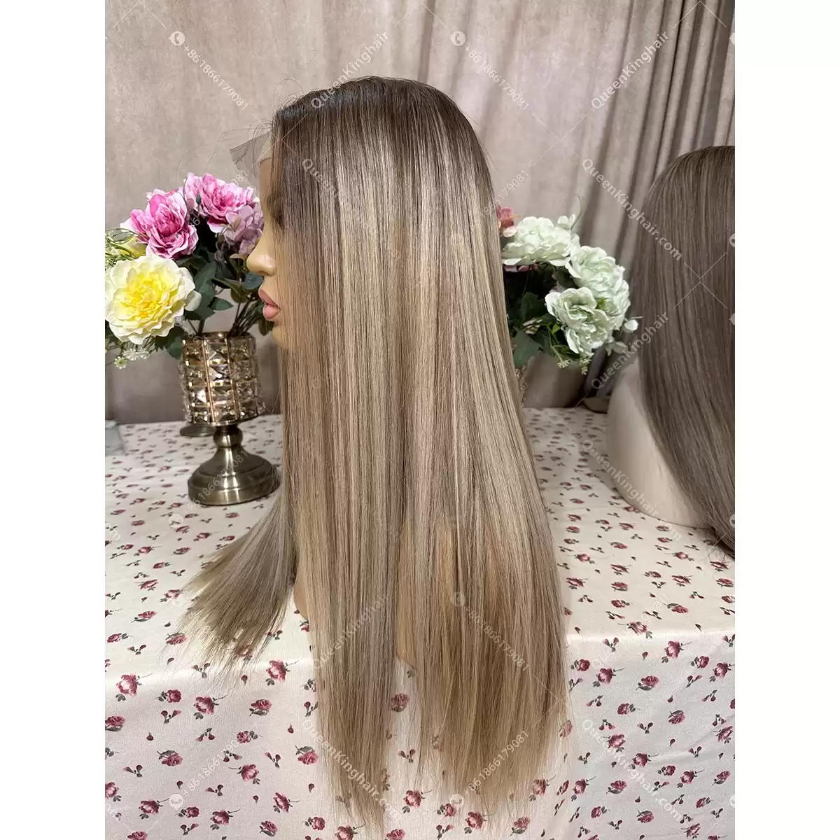 Double drawn virgin hair ashy blonde balayage color 13x6 ombré blonde