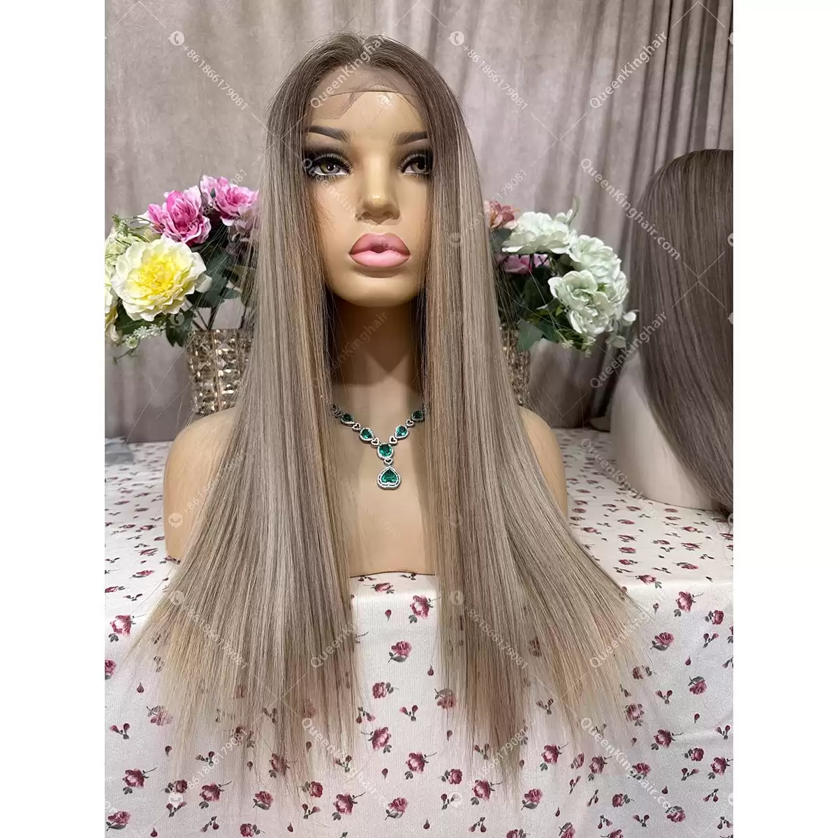 Double drawn virgin hair ashy blonde balayage color 13x6 ombré blonde