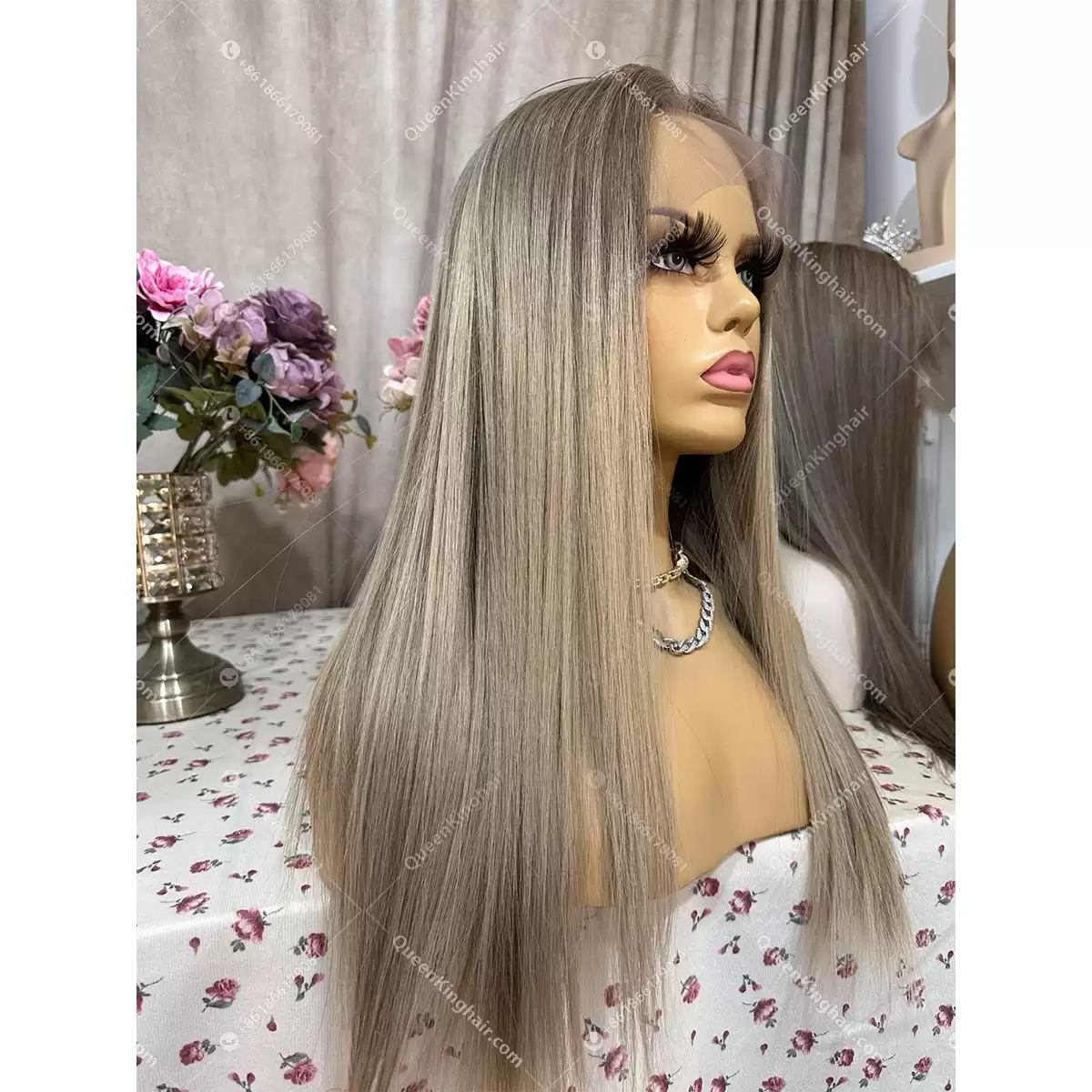 Double drawn virgin hair ashy blonde balayage color 13x6 ombré blonde