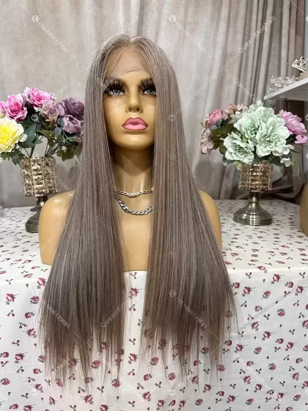 Double drawn virgin hair ashy blonde balayage color 13x6 ombré blonde