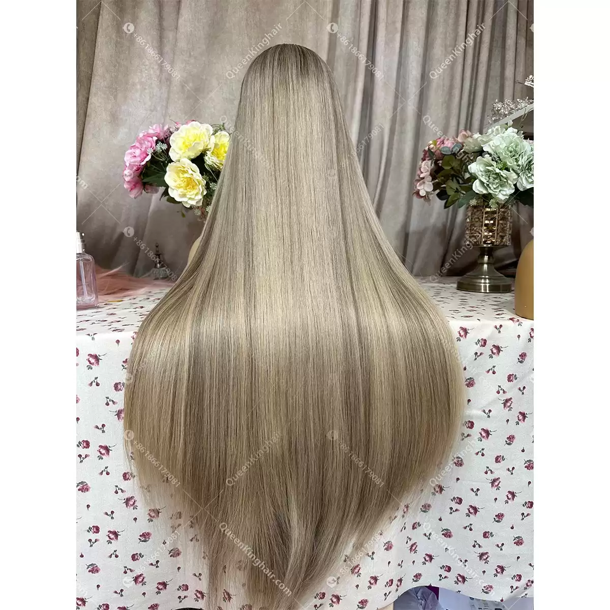 50% deposit of 30 inches jewish wig with 4x4 silk base and hd lace hairline 500 grams double drawn virgin hair ashy blonde balayage color wig