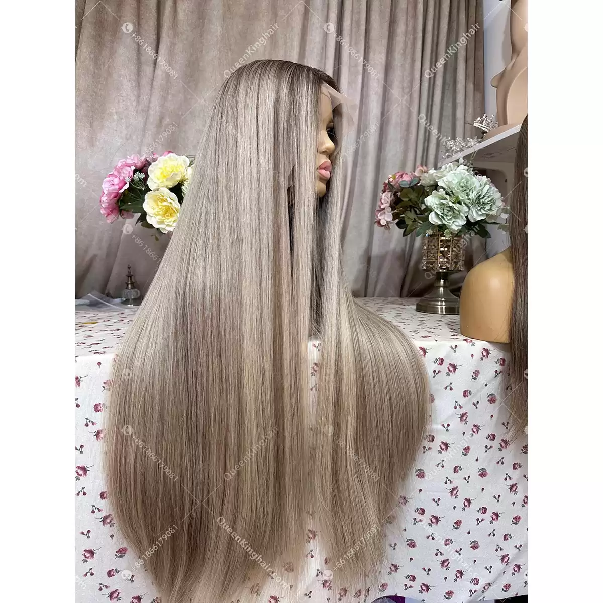 50% deposit of 30 inches jewish wig with 4x4 silk base and hd lace hairline 500 grams double drawn virgin hair ashy blonde balayage color wig