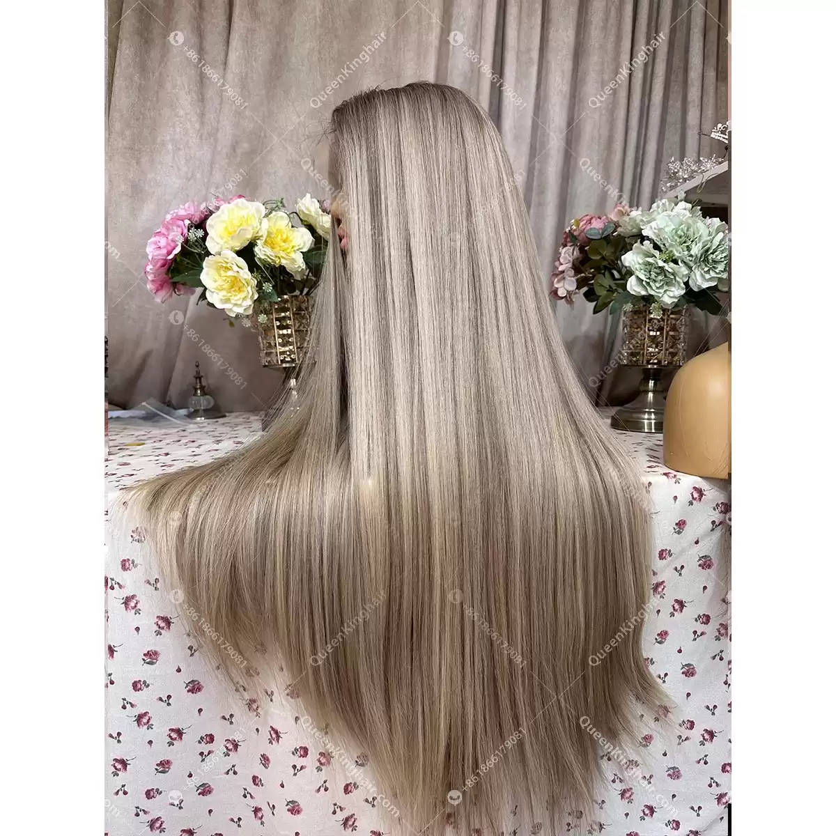 50% deposit of 30 inches jewish wig with 4x4 silk base and hd lace hairline 500 grams double drawn virgin hair ashy blonde balayage color wig