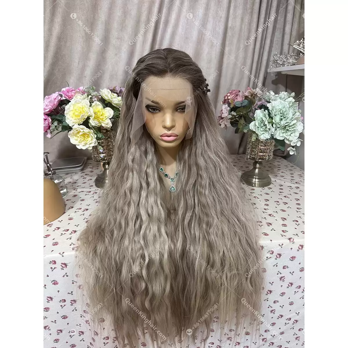 30 inches 13x6 transparent lace 500 grams double drawn virgin hair ashy blonde balayage color wig