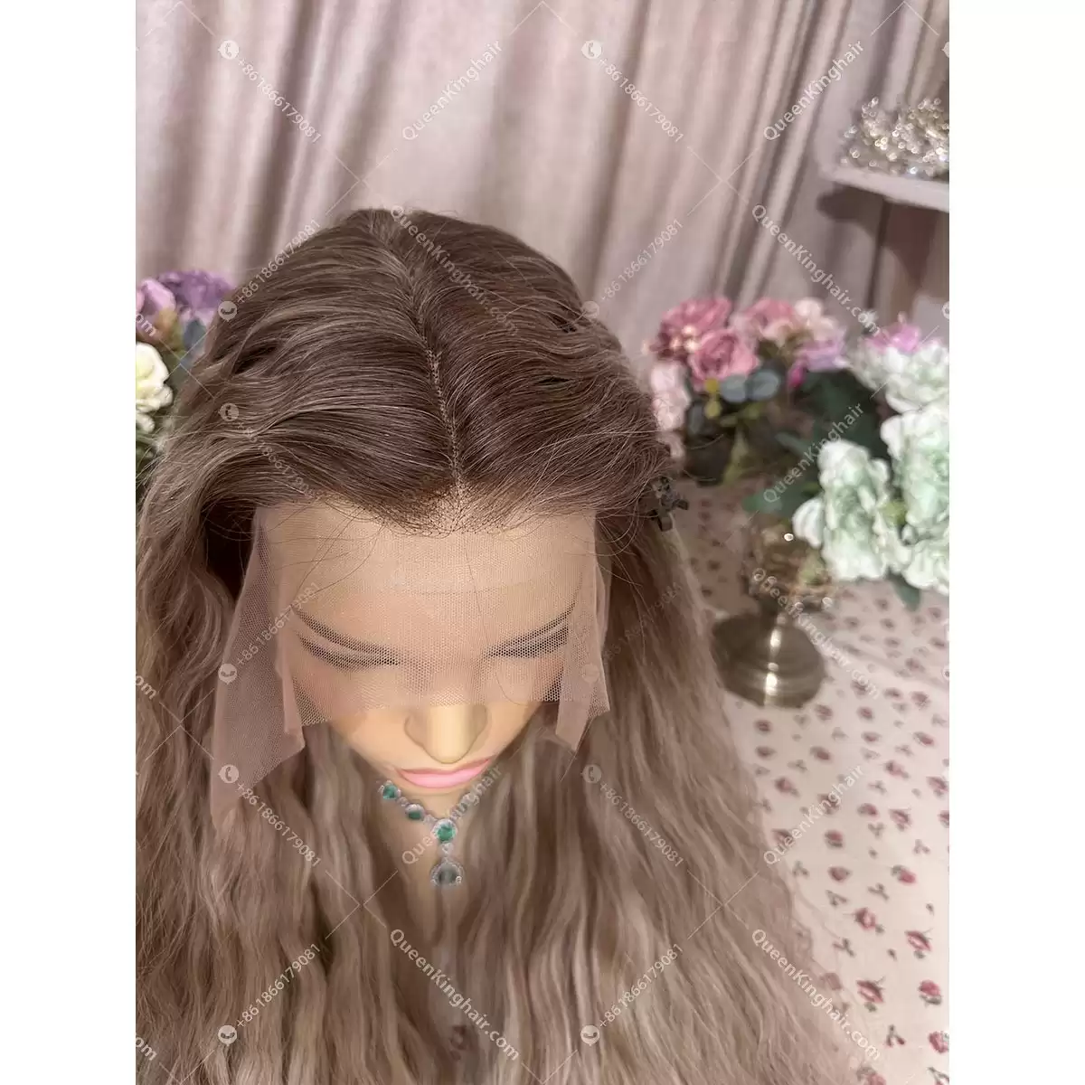 30 inches 13x6 transparent lace 500 grams double drawn virgin hair ashy blonde balayage color wig