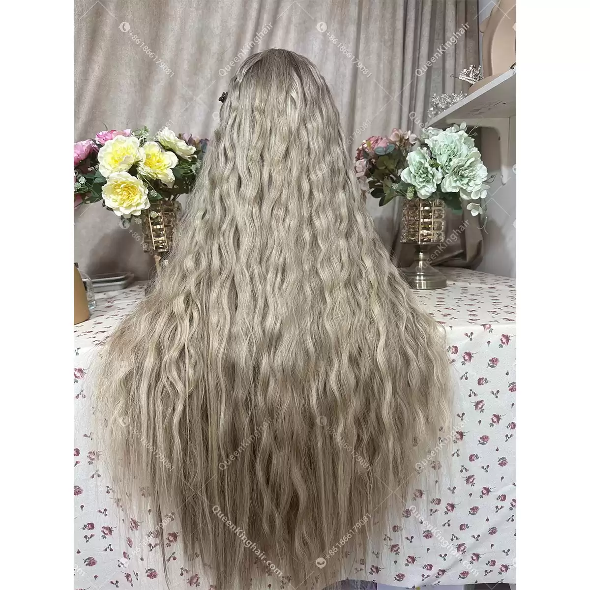 30 inches 13x6 transparent lace 500 grams double drawn virgin hair ashy blonde balayage color wig