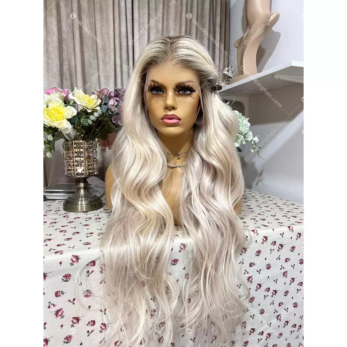 Ombré white blonde remy hair 13x6 transparent lace and Hd lace ashy brown roots