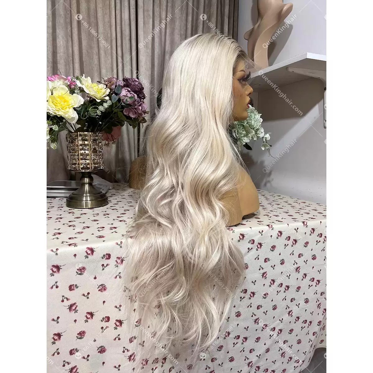 Ombré white blonde remy hair 13x6 transparent lace and Hd lace ashy brown roots
