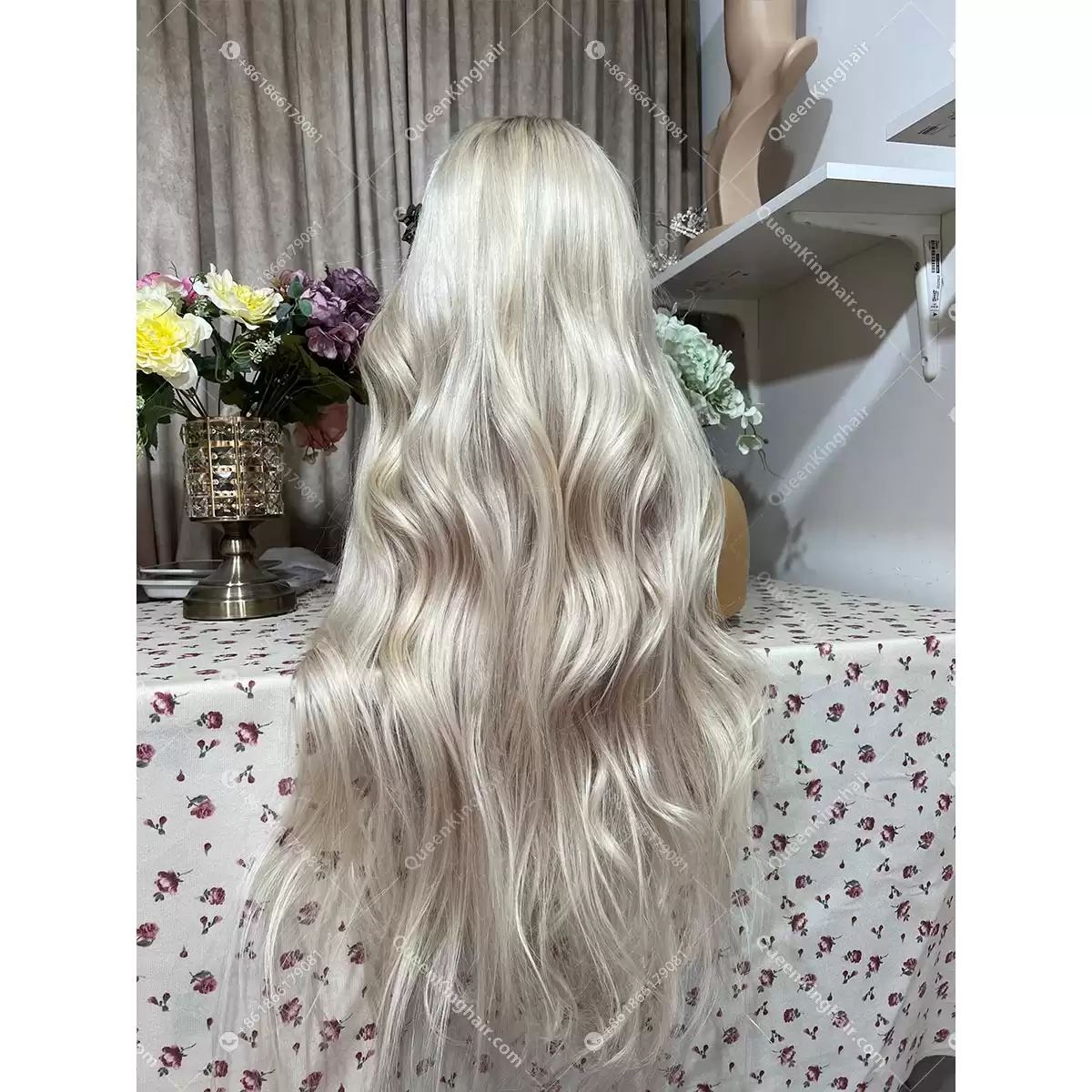 Ombré white blonde remy hair 13x6 transparent lace and Hd lace ashy brown roots