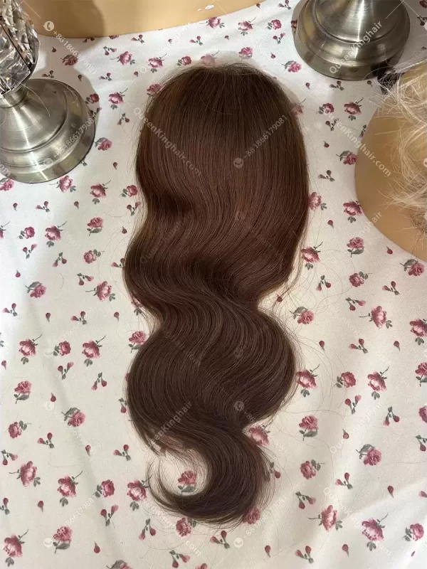 14 inches 6x6 with 4x4 silk base ombré dark brown topper double drawn virgin hair