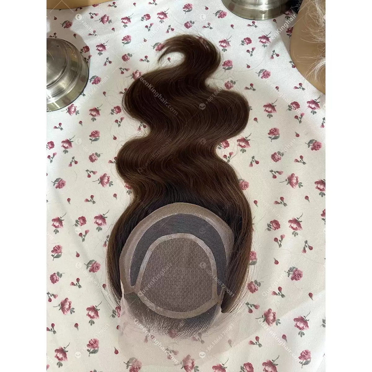 14 inches 6x6 with 4x4 silk base ombré dark brown topper double drawn virgin hair