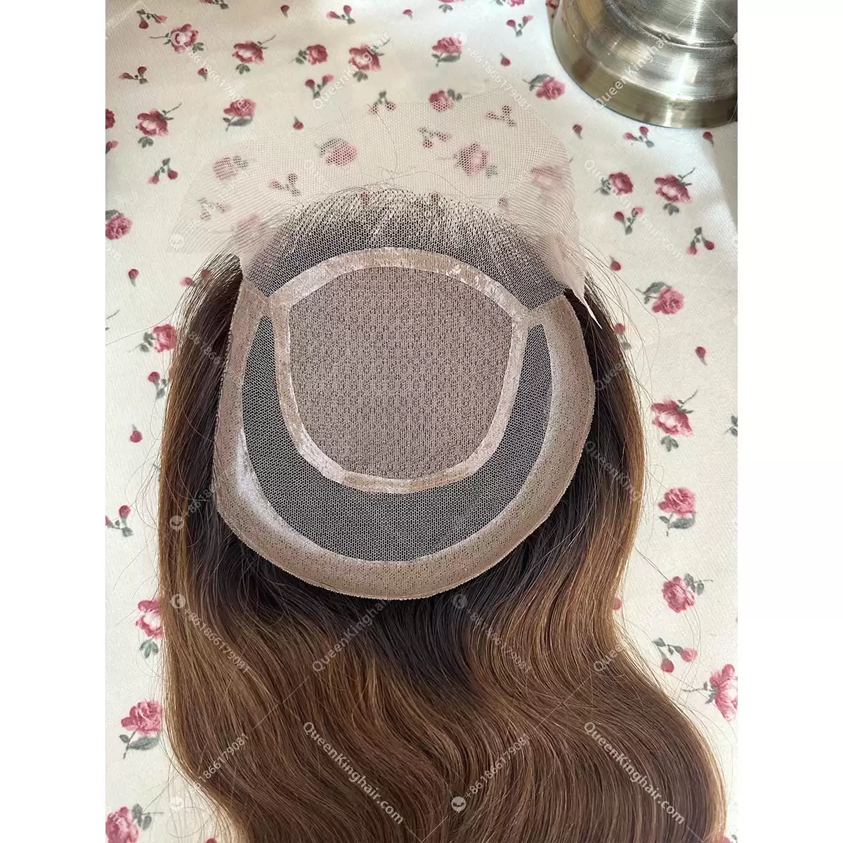 14 inches 6x6 with 4x4 silk base ombré dark brown topper double drawn virgin hair