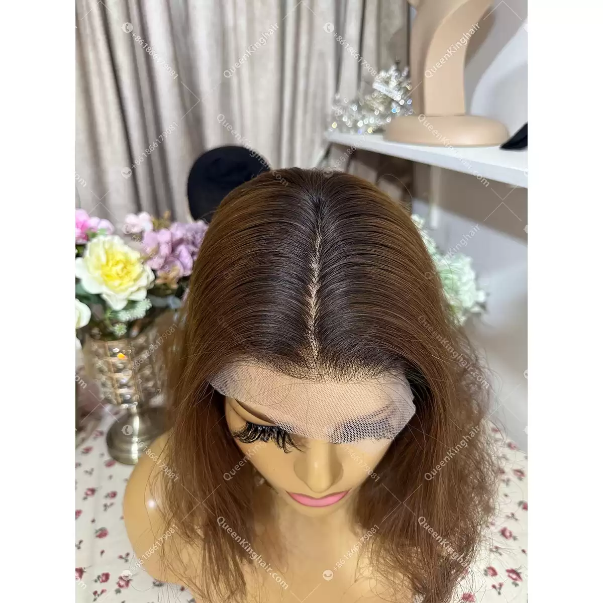 14 inches 6x6 with 4x4 silk base ombré dark brown topper double drawn virgin hair