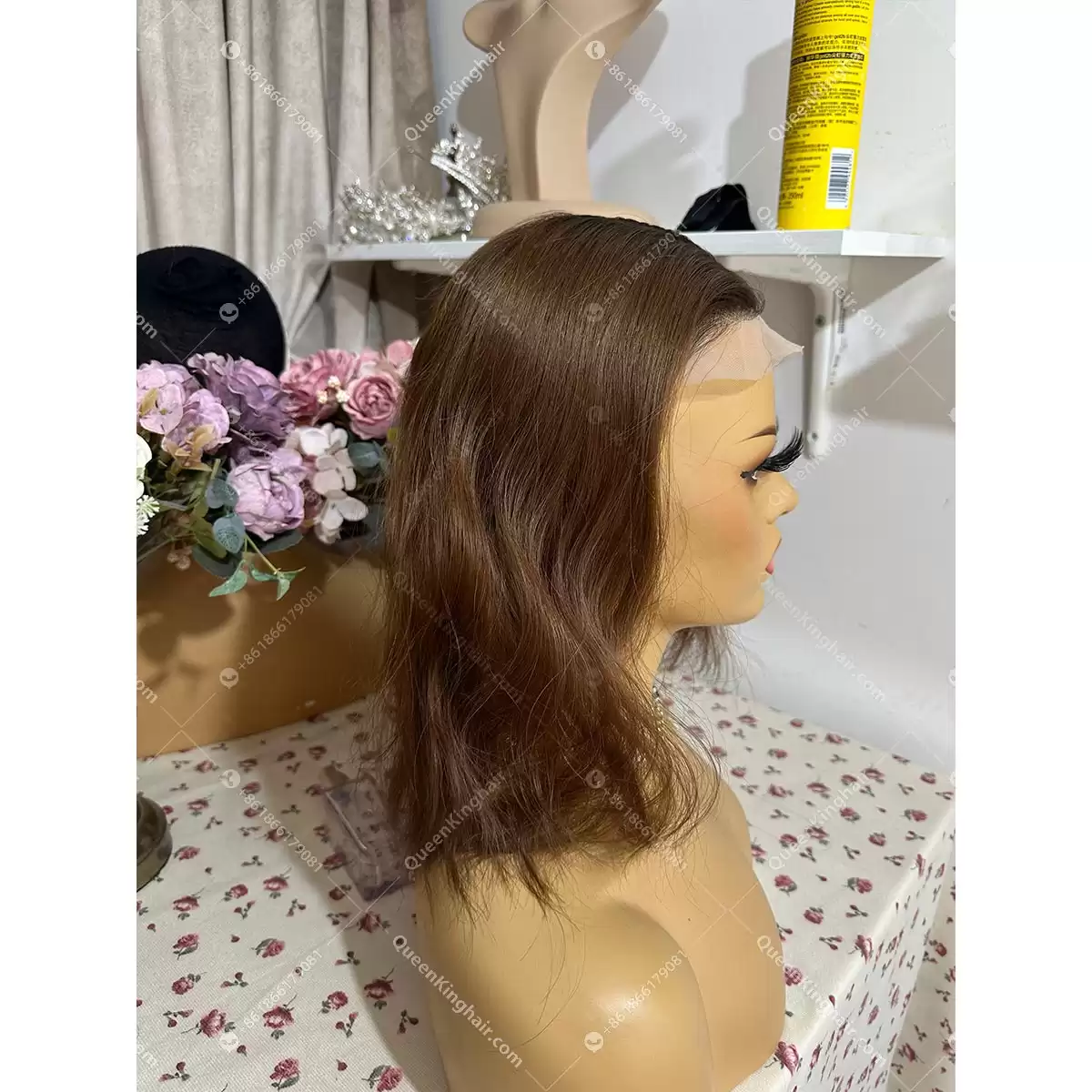 14 inches 6x6 with 4x4 silk base ombré dark brown topper double drawn virgin hair