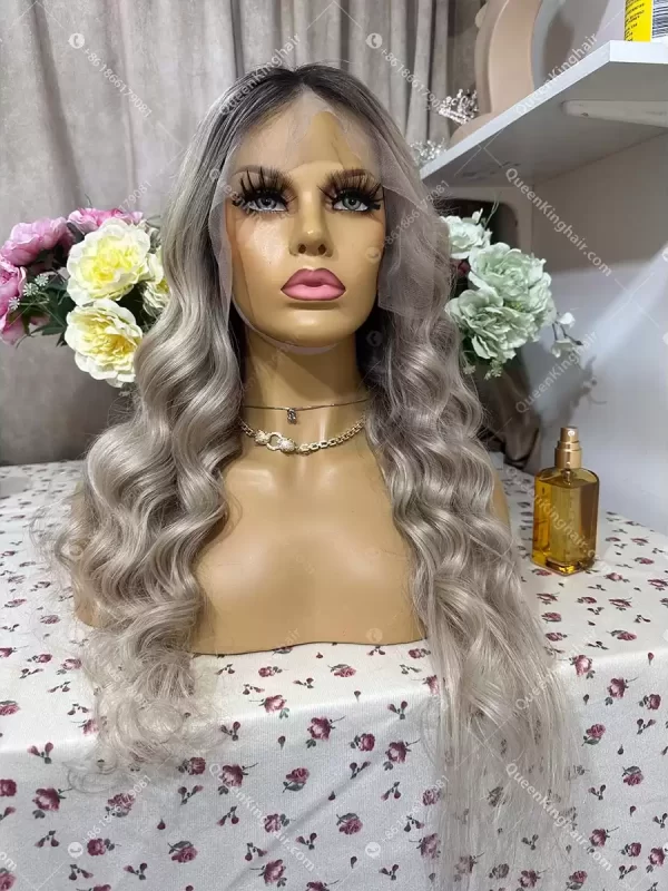 26 inches 13x6 transparent lace 150% density ombré ashy blonde