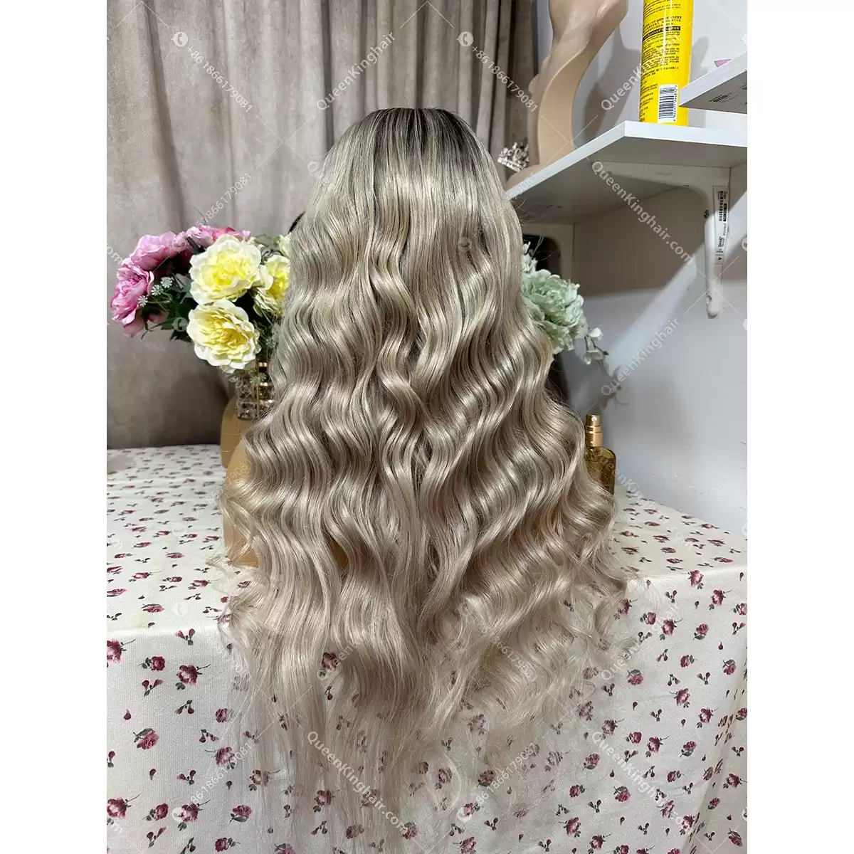 26 inches 13x6 transparent lace 150% density ombré ashy blonde