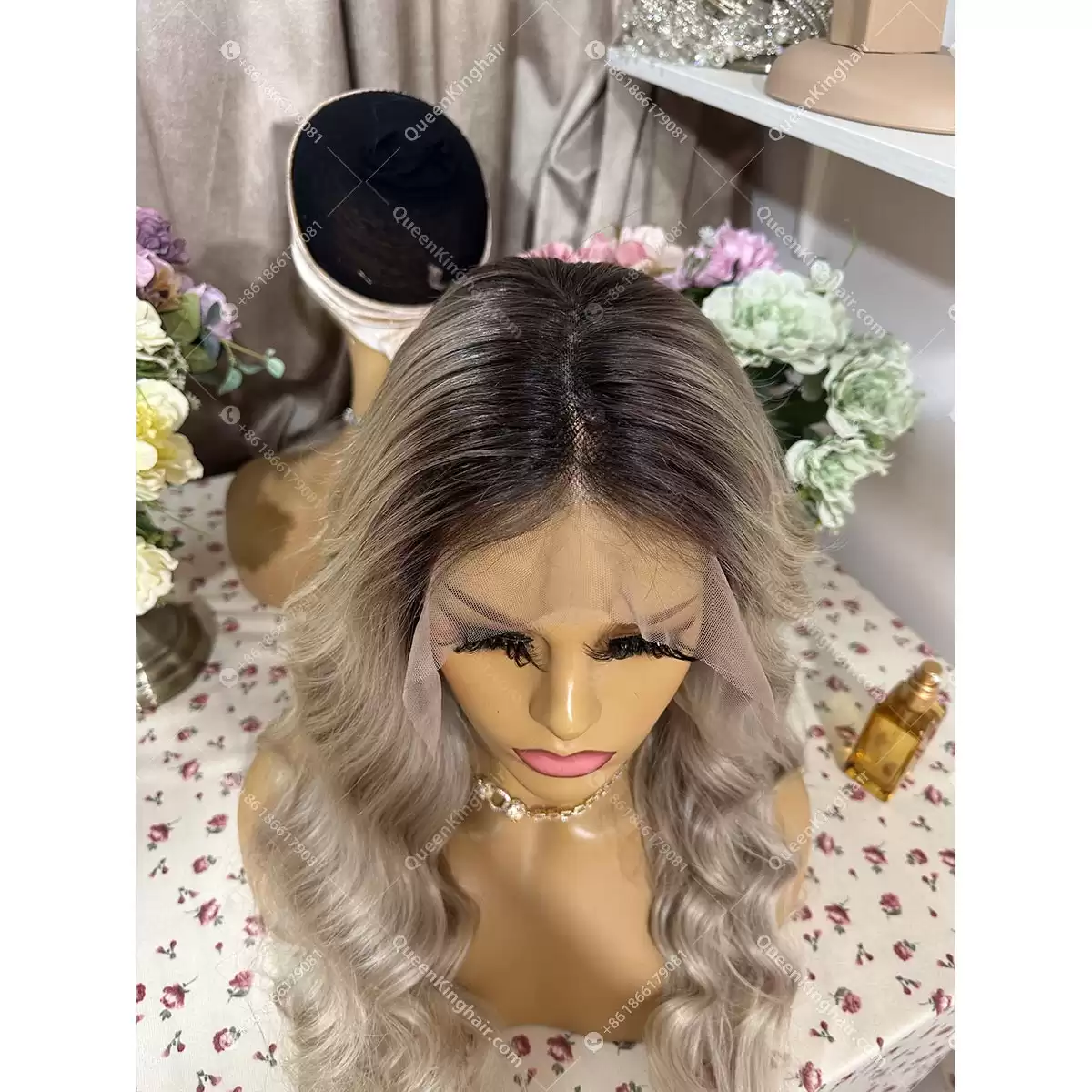 26 inches 13x6 transparent lace 150% density ombré ashy blonde