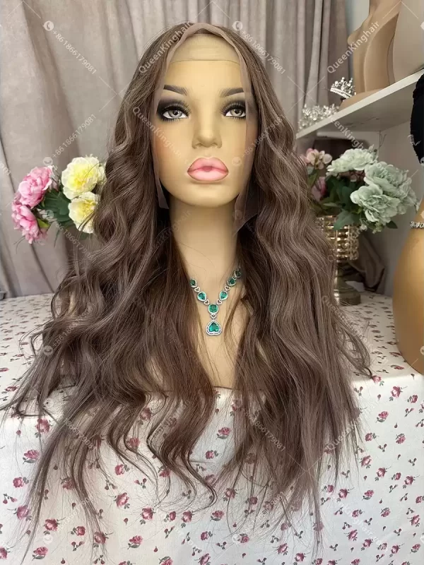 1713346230-3 Ombré brunette color 13x6 double drawn virgin hair transparent lace Dark Brown Long Roots with ash blonde balayage