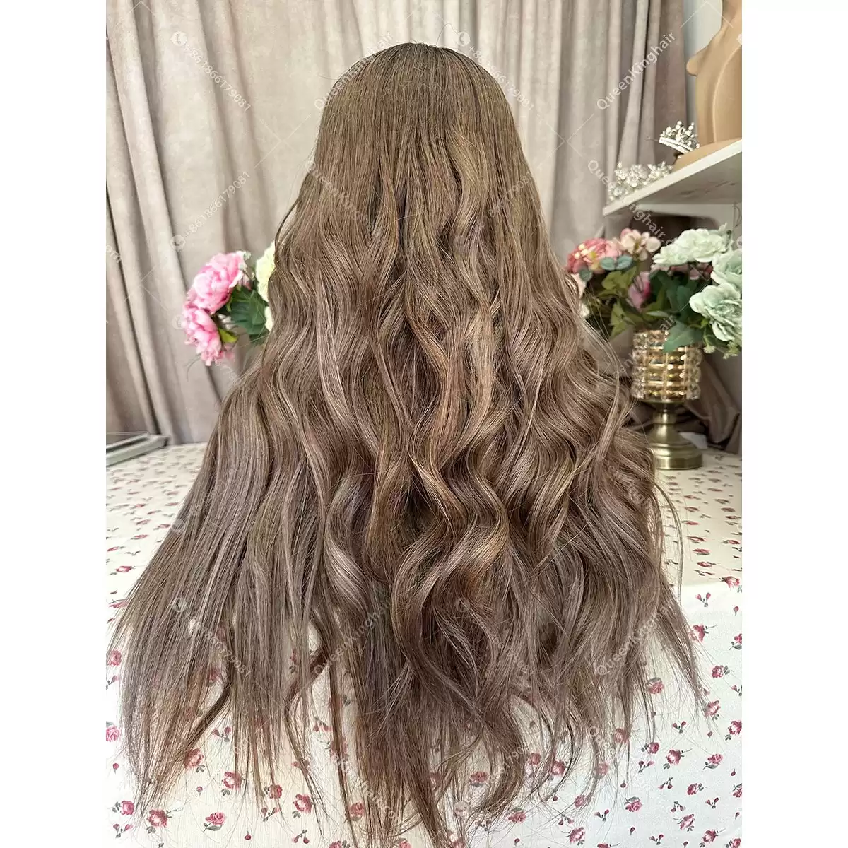Ombré brunette color 13x6 double drawn virgin hair transparent lace  Dark Brown Long Roots with ash blonde balayage