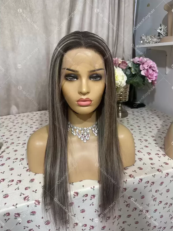 Lexy ombré dark brown roots with blonde balayage 13x6 transparent lace 150% density