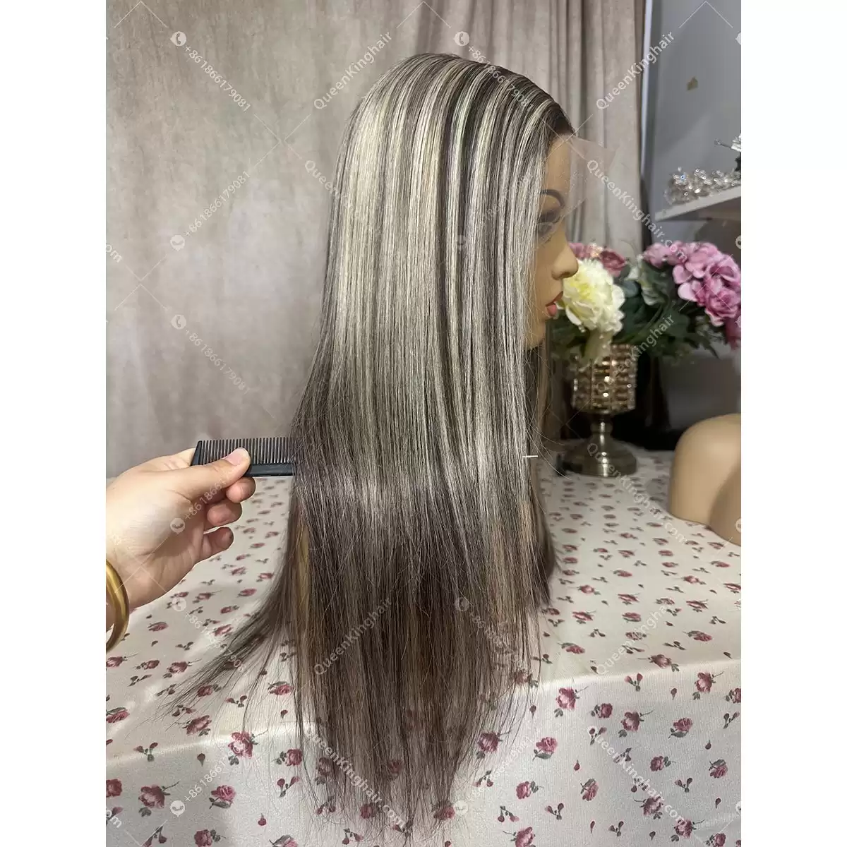 Lexy ombré dark brown roots with blonde balayage 13x6 transparent lace 150% density