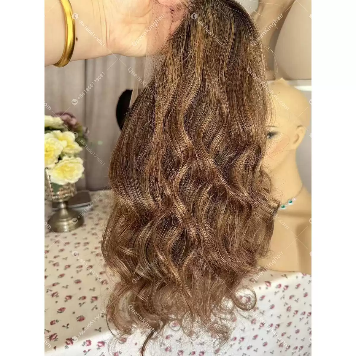 14 inches glueless all handmade wig with ear tabs transparent lace 130% density ombré honey blonde balayage natural color roots