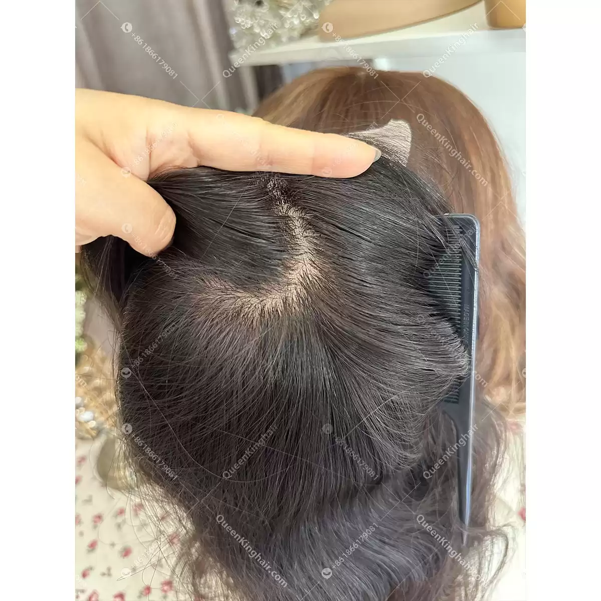 1716436129-02 14 inches double drawn virgin hair natural color 6x6 with 4x4 silk base all handmade topper