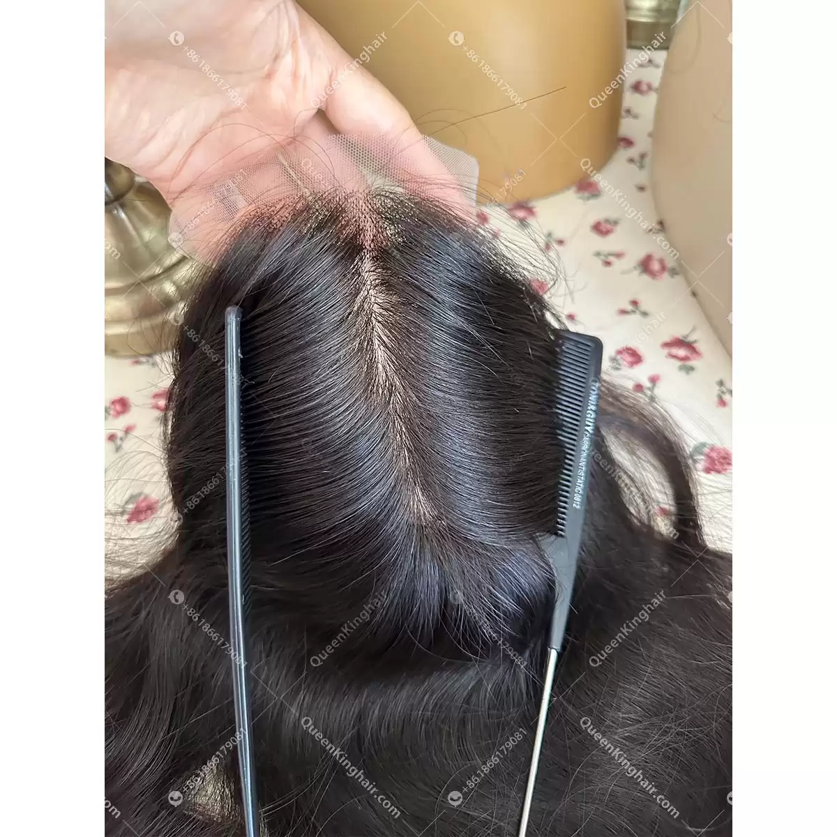 1716436133-03 14 inches double drawn virgin hair natural color 6x6 with 4x4 silk base all handmade topper