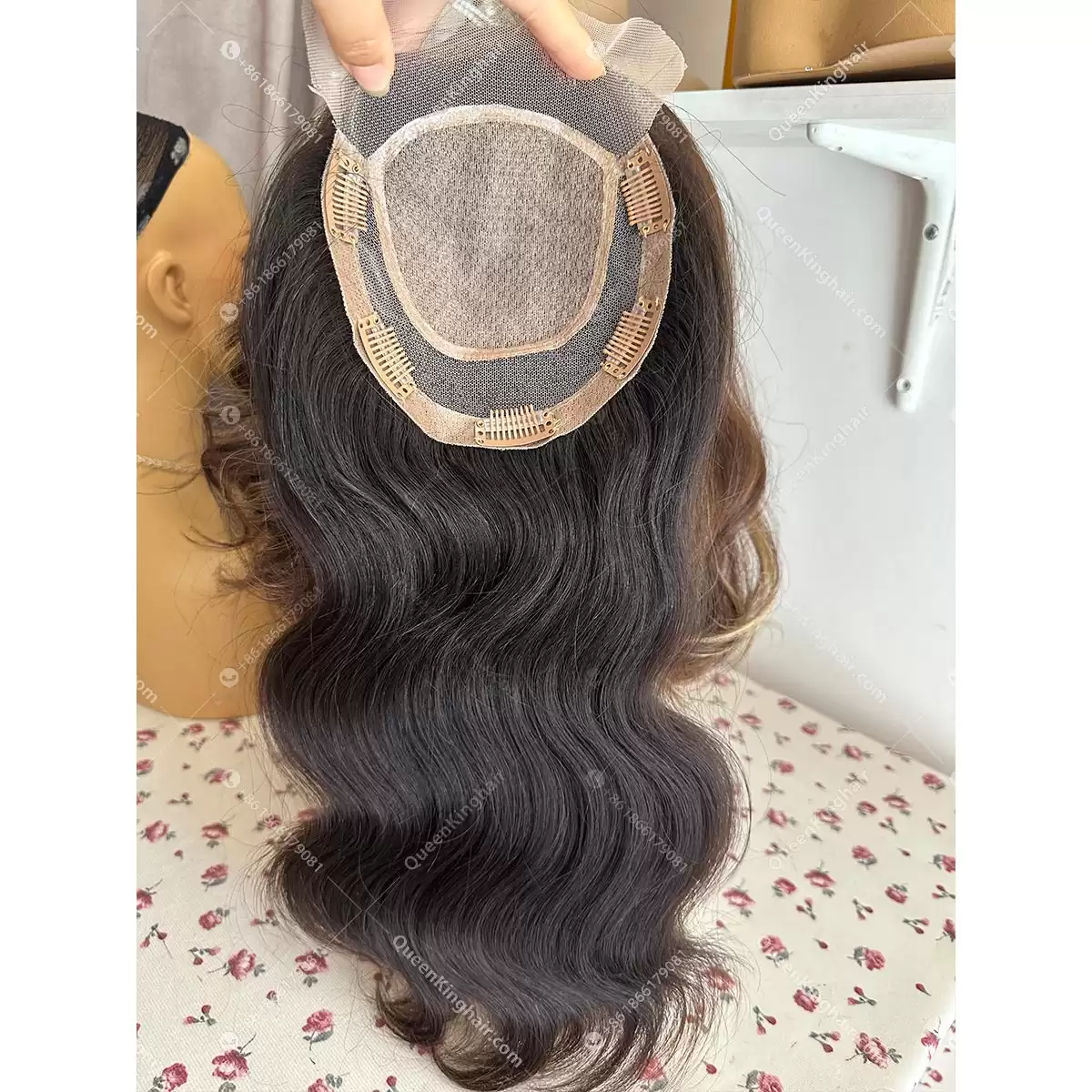 1716436137-05 14 inches double drawn virgin hair natural color 6x6 with 4x4 silk base all handmade topper