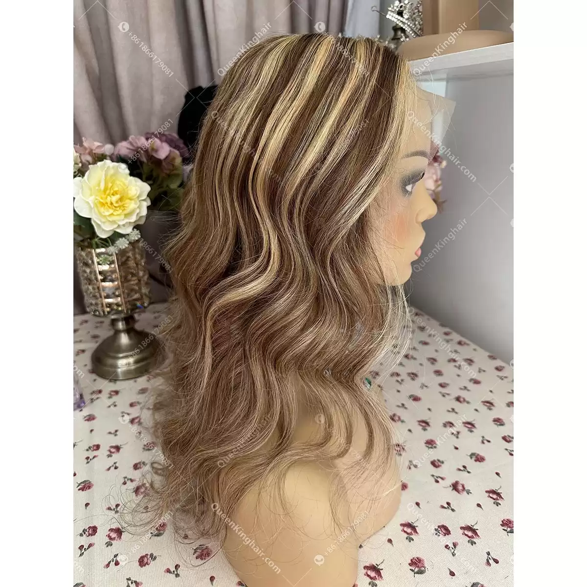 16 inches 13x6 150% density transparent lace brown and blonde  balayage