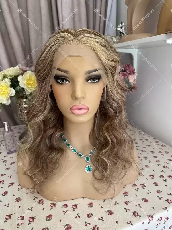16 inches 13x6 150% density transparent lace brown and blonde  balayage