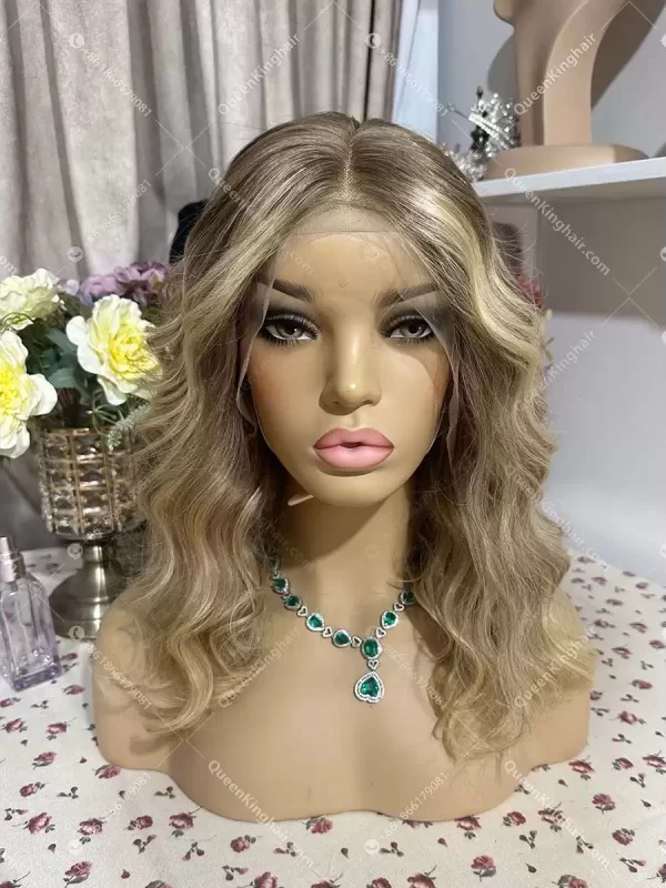 1716730759-02 New cami bob 13x6 transparent lace 150% density ombré balayage bob brown and blonde highlights
