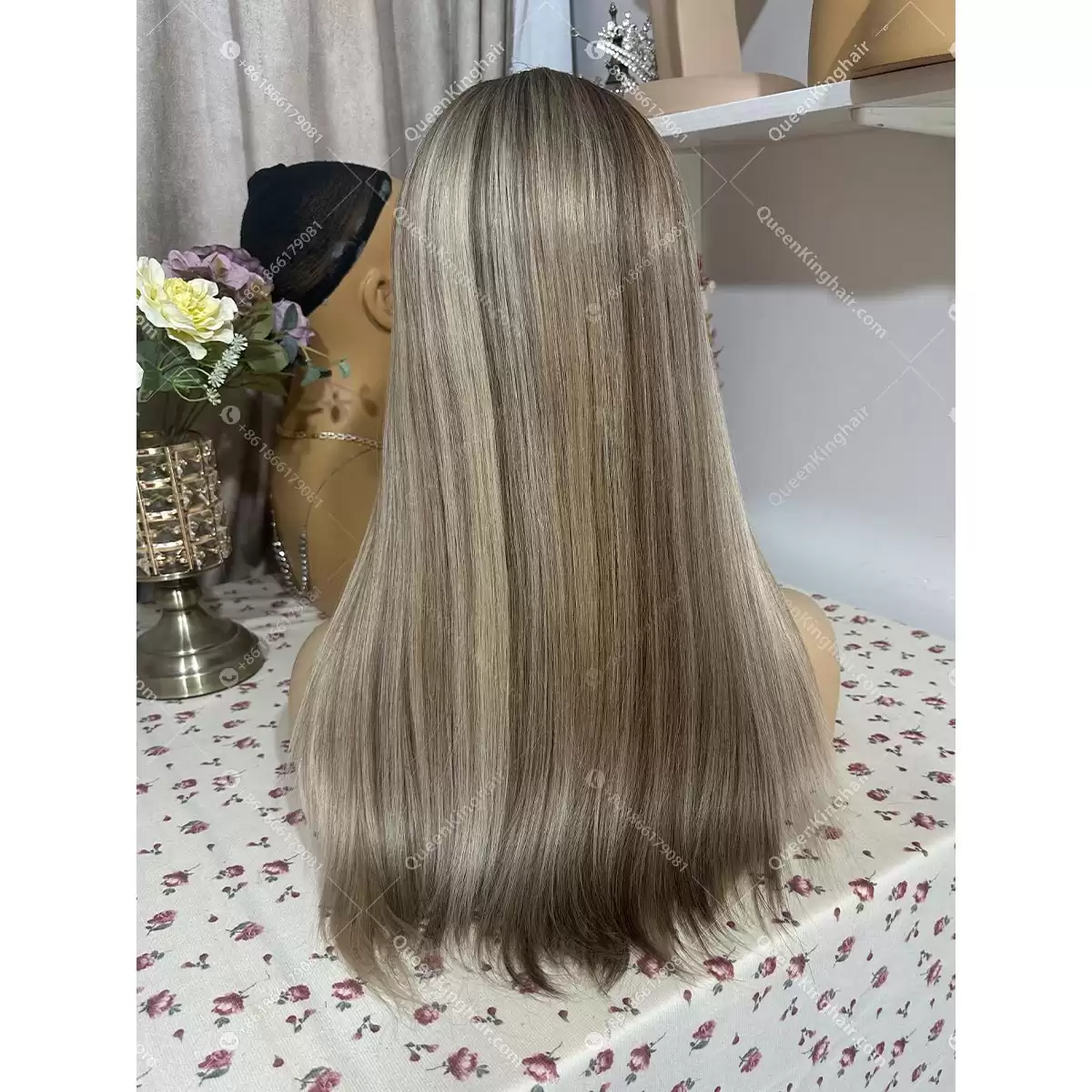 Double drawn virgin hair lace front wig 13x6 no short hair mixed ombré ashy brown roots with blonde and ashy brown balayage