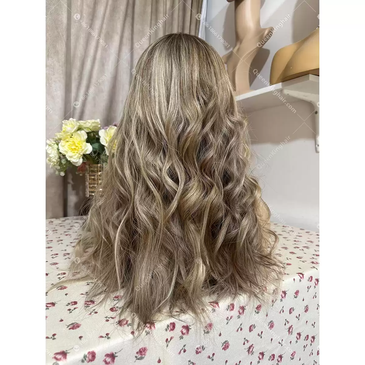 Double drawn virgin hair lace front wig 13x6 no short hair mixed ombré ashy brown roots with blonde and ashy brown balayage