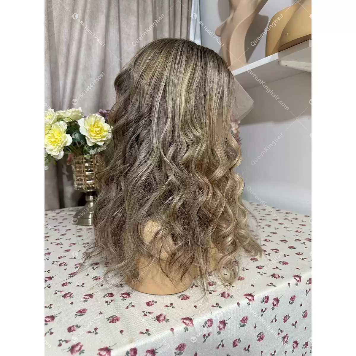 Double drawn virgin hair lace front wig 13x6 no short hair mixed ombré ashy brown roots with blonde and ashy brown balayage