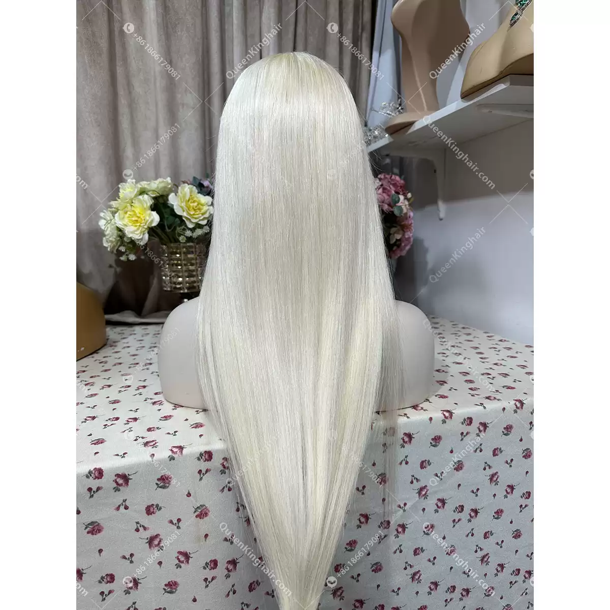 Full lace wig virgin hair transparent lace white blonde with 30% ash blonde lowlights
