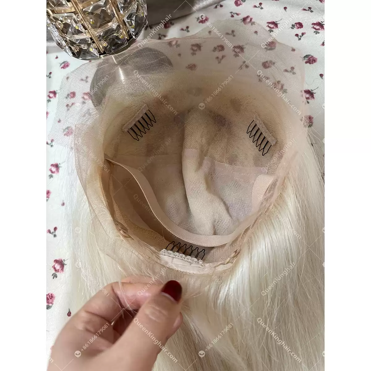 Full lace wig virgin hair transparent lace white blonde with 30% ash blonde lowlights