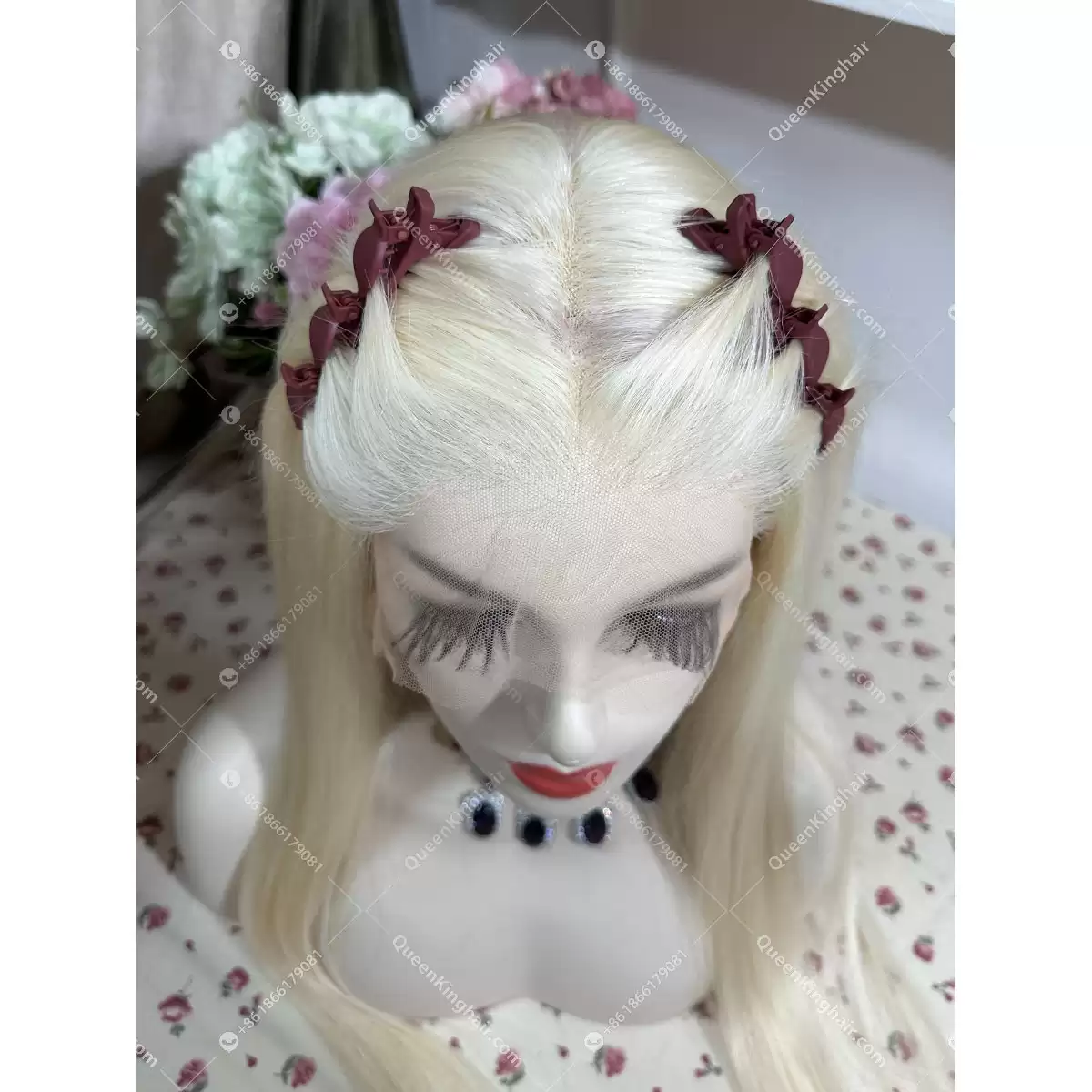 Full lace wig virgin hair transparent lace white blonde with 30% ash blonde lowlights