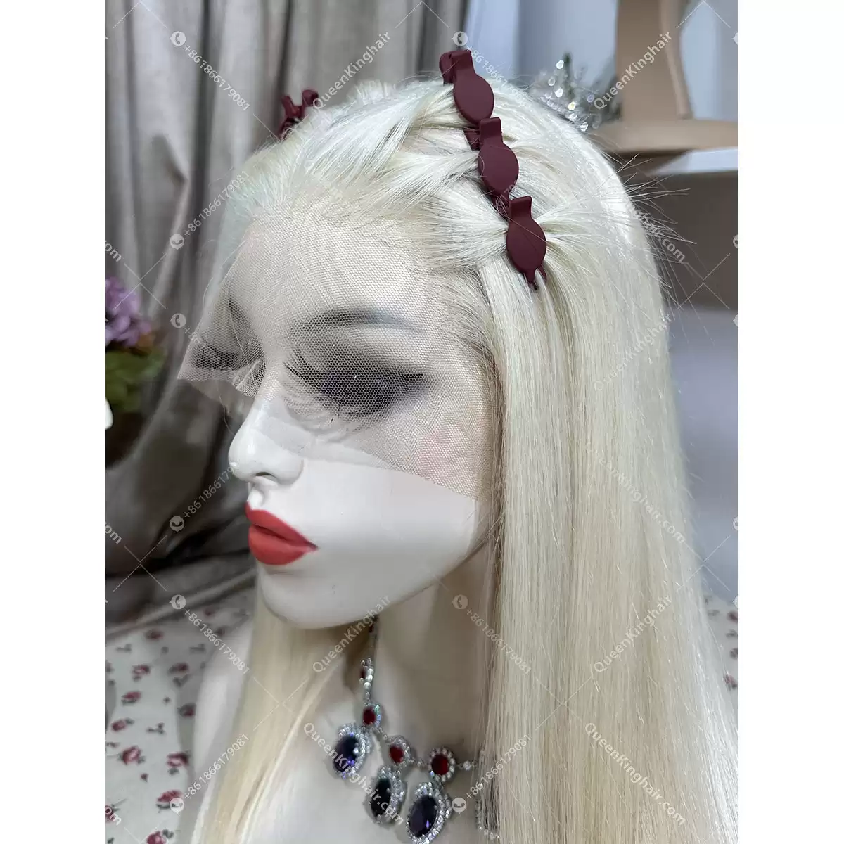 Full lace wig virgin hair transparent lace white blonde with 30% ash blonde lowlights