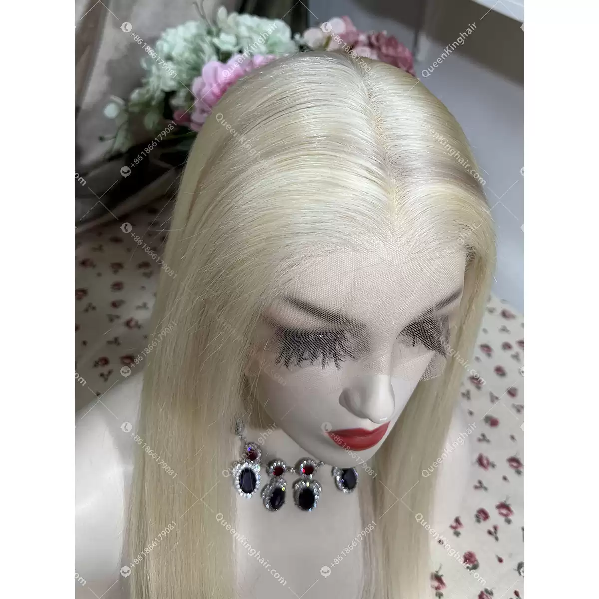 Full lace wig virgin hair transparent lace white blonde with 30% ash blonde lowlights