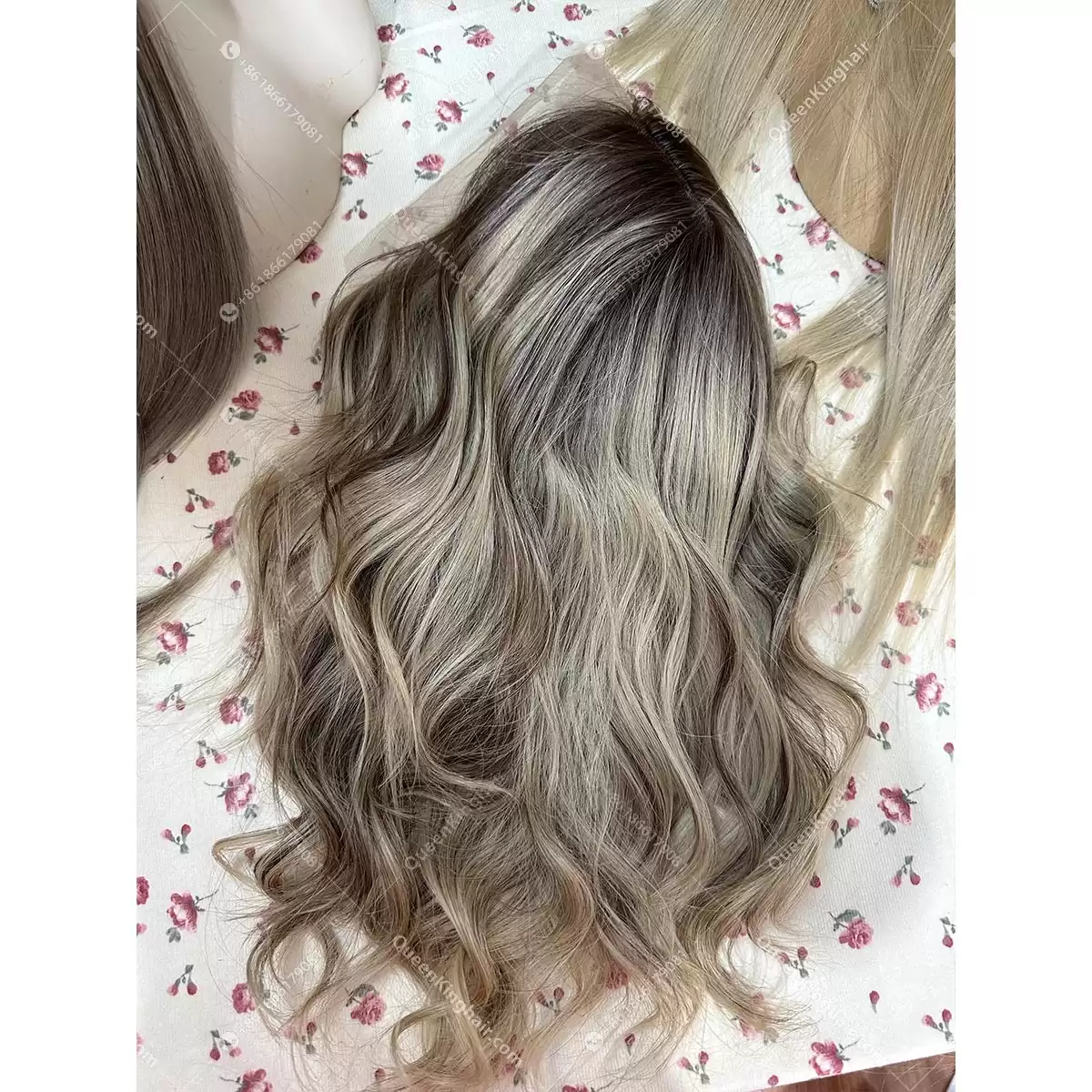 14 inches 13x6 transparent lace 150% density European virgin hair ombré ashy brown and blonde balayage