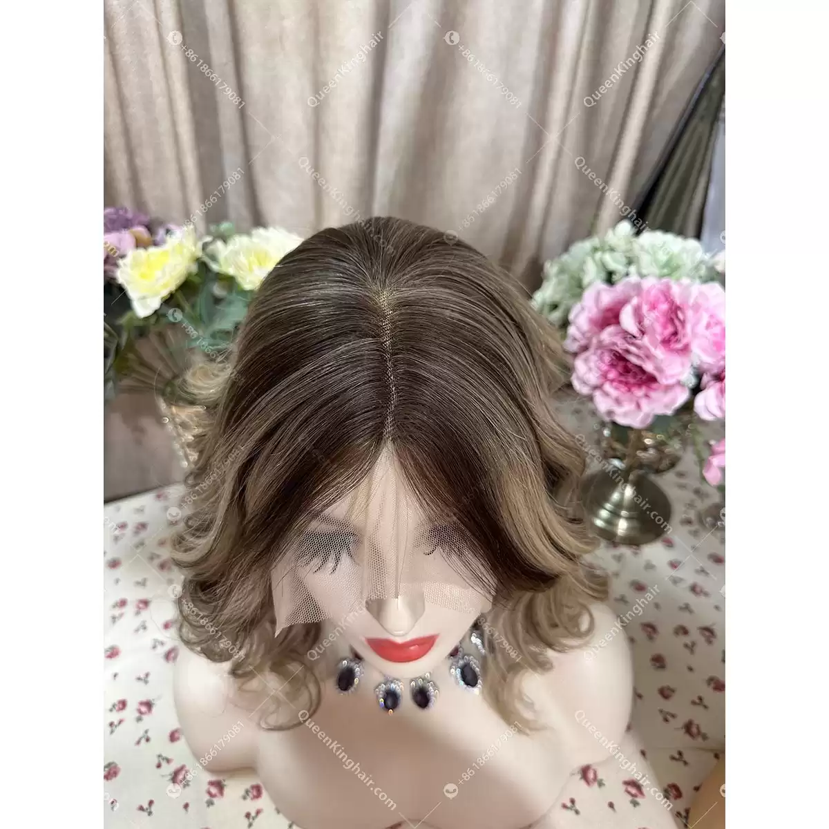 14 inches 13x6 transparent lace 150% density European virgin hair ombré ashy brown and blonde balayage