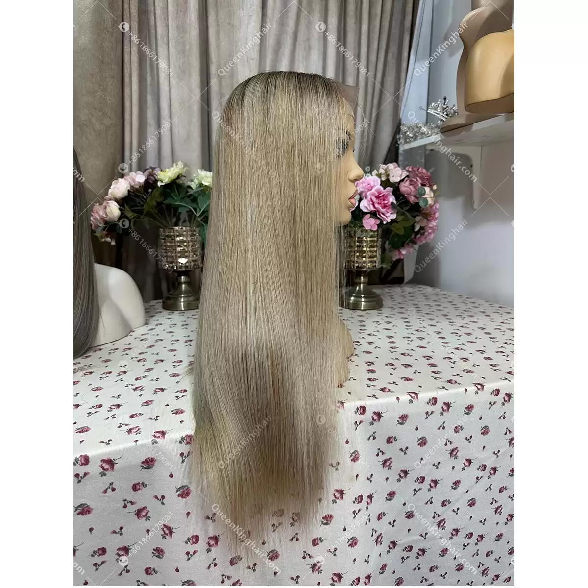 Double drawn virgin hair lace front wig 13x6 no short hair mixed ombré ashy brown roots with blonde and ashy brown balayage